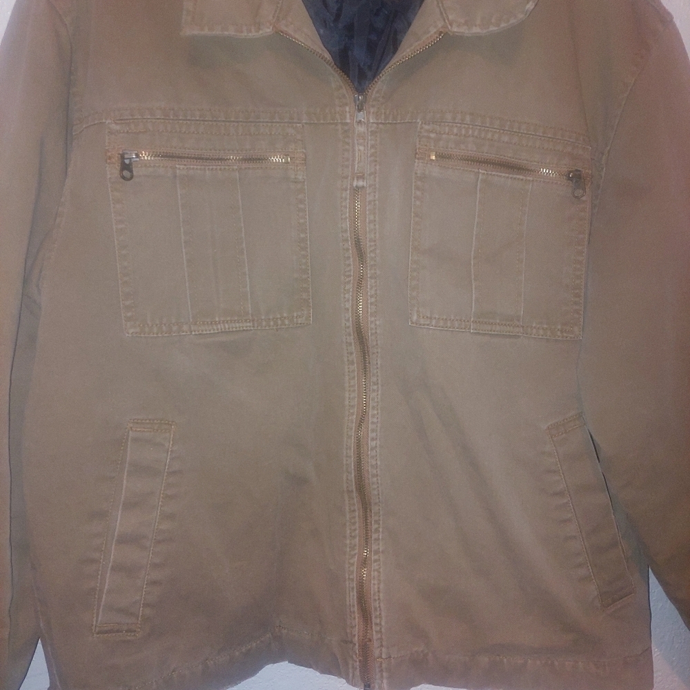 Vtg Plugg Winter Brown Coat Blk Quilt Lining  Mens Size Large - Picture 3 of 7